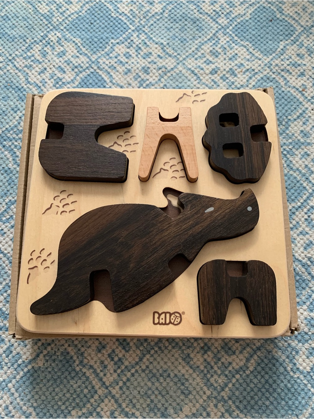 Bajo Wooden Paleo-Animals Puzzle and Sorter Triceratops Set
